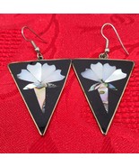 Beautiful Vintage Alpaca Mexico Enamel Dangle Triangle Earrings 1 1/2” - $19.98