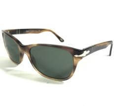 Persol Sunglasses 3020-S 980/31 Brown Horn Wrap Square with Green Lenses 145 - £126.86 GBP