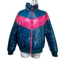 juicy couture deep jade Blue Pink puffer jacket Size S 90s Y2K Vintage - $44.54