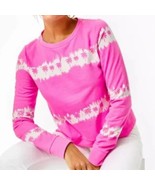 Lilly Pulitzer Gayl Sweatshirt – Plumeria Pink Paradise Palm Tie-Dye Str... - $912.96 MXN
