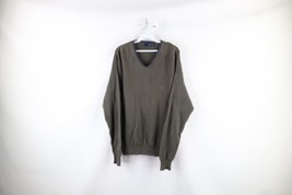 Vintage 90s Nautica Mens Medium Faded Thermal Waffle Knit V-Neck Sweater Green - £38.91 GBP
