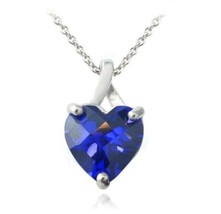 1.50 Ct Simulated Sapphire Love Heart Pendant Necklace 14K White Gold Pl... - £170.05 GBP