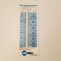 Miller Electric Stick Amperage Sliding Calculator, Arc Welding, SMAW, Ni... - £10.13 GBP