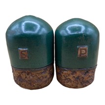 Ann Marie Emond Pottery Range Style Salt &amp; Pepper Green Brown Acorn Design - £25.24 GBP