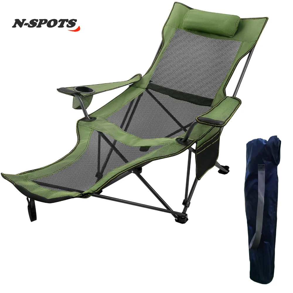 VEVORbrand Reclining Folding Camp Chair 330 lbs Capacity with Footrest Mesh - £58.76 GBP