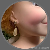 18-20” Vintage Doll Jewelry • Rhinestone Stud Teardrop Pearl Dangle Earrings - £6.19 GBP