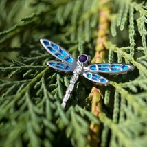 3.50Ct Blue Opal &amp; Diamonds Dragonfly Slide Pendant Women Girl Gift 14K White GP - £92.93 GBP