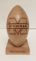 Michigan Wolverines Grid Works Laser Engraved Wood Football On Stand Licensed 8&quot; - £153.44 GBP
