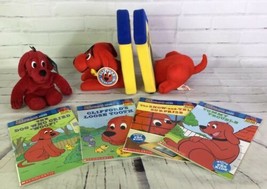Clifford The Big Red Dog Puppy Book Ends 4 Books Stuffed Plush Lot Scholastic - £21.16 GBP