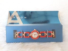 AVON &quot;COLORFUL CURB LINK WATCH&quot; (Quartz Movement, Link Band) CORAL ~ New!!! - $19.64