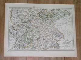 1896 Map Of Southern Germany Alsace BADEN-WÜRTTEMBERG Stuttgart Bavaria Munich - £16.22 GBP