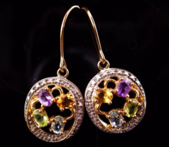 Amethyst Earrings / Sterling citrine drops / gold peridot dangle earrings / blue - £60.24 GBP