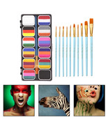 12 Set Multi Colors Face Body Painting Washable Body Supplies + 10 Brushes - €30,35 EUR