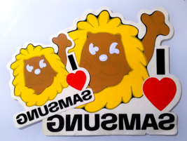 SAMSUNG LION ✱ 2 RARE Big Vintage Stickers Store Window Decal Advertising 1980´s - £19.32 GBP