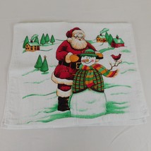 Christmas Kitchen Dish Towel Revere Mills Santa Snowman Tree Farm Bird 25x15 - £7.79 GBP