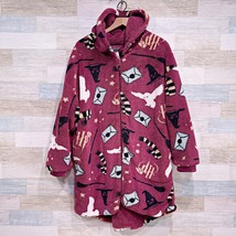 Harry Potter Hooded Full Zip Fleece Robe Red Allover Print Pockets Women... - $19.79