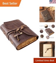 Vintage Brown Leather Journal with Secure Lock - Perfect for Writers &amp; A... - $40.50