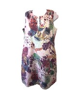 Tommy Bahama Tropical Linen Blend Lined Dress Tank Purple Pink Floral Si... - $48.35