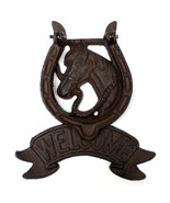 Welcome Horse Shoe Cast Iron Door Knock Western Rustic Metal Look Knocker - €20,28 EUR