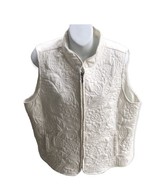 iActive Vest Womens Winter White Floral Stitched Quilted Full Zip Lightw... - £16.75 GBP