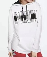 Victoria’s Secret PINK Plaid logo Campus Tunic Pullover Faux fur Hoodie ... - $49.49
