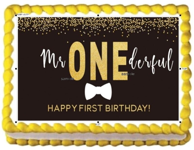 Mr. Wonderful One-derful 1st Birthday Edible Image Birthday  Baby Shower... - $9.47