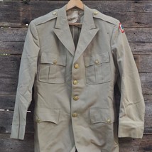 Vintage US Army Tan Dress Jacket Coat w/ Patches Korean War Era - $50.98