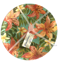 Tommy Bahama Turquoise Hibiscus Tropical Melamine 11 Inch Dinner Plates Set Of 4 - £46.11 GBP