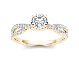 14K Yellow Gold 1.00 Ct Diamond Solitaire Split Shank Accent Engagement Ring - £2,087.50 GBP