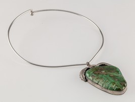 Monet Sterling Silver Choken Turquoise Leaf Blossom Pendant - £469.35 GBP