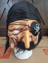 Vintage Halloween pirate half mask with eye patch and earing new Caribbean wow - $19.80