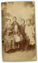 CIRCA 1870&#39;S CDV 5 Adorable Children Sitting Together Against Painted Backdrop - £7.44 GBP