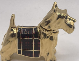 VTG Estee Lauder perfume compact scotty dog Scottish terrier plaid gold - $38.61