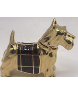 VTG Estee Lauder perfume compact scotty dog Scottish terrier plaid gold - $38.61