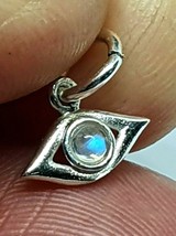 Evil Eye Moonstone Tiny Chain Charm Talisman Protection 925 Sterling Silver - £9.79 GBP