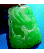 Earth mined Jadeite Jade Vintage Carve Dragon Pendant Green Semi Translu... - $174,633.17 MXN