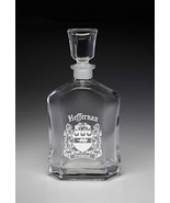 Heffernan Irish Coat of Arms Whiskey Decanter (Sand Etched) - $64.05 CAD