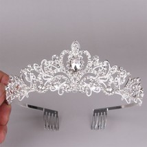 Wedding Crown Crystal Rhinestones  Princess Crown with Comb Exquisite Headband f - £11.24 GBP