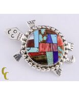 Sterling Silver Alvin Yellowhorse Inlay Turtle Pendant Brooch Lapis, Pea... - €1.133,01 EUR