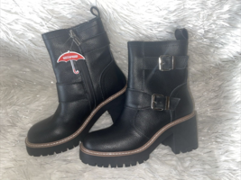 Blondo Waterproof &#39;Reno&#39; Black Leather Combat Boots SZ 7.5 NEW - £96.42 GBP