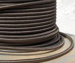 Black &amp; Brown Cloth Covered 3-Wire Round Cord, Lamps Pendant Lights Vint... - €1,47 EUR