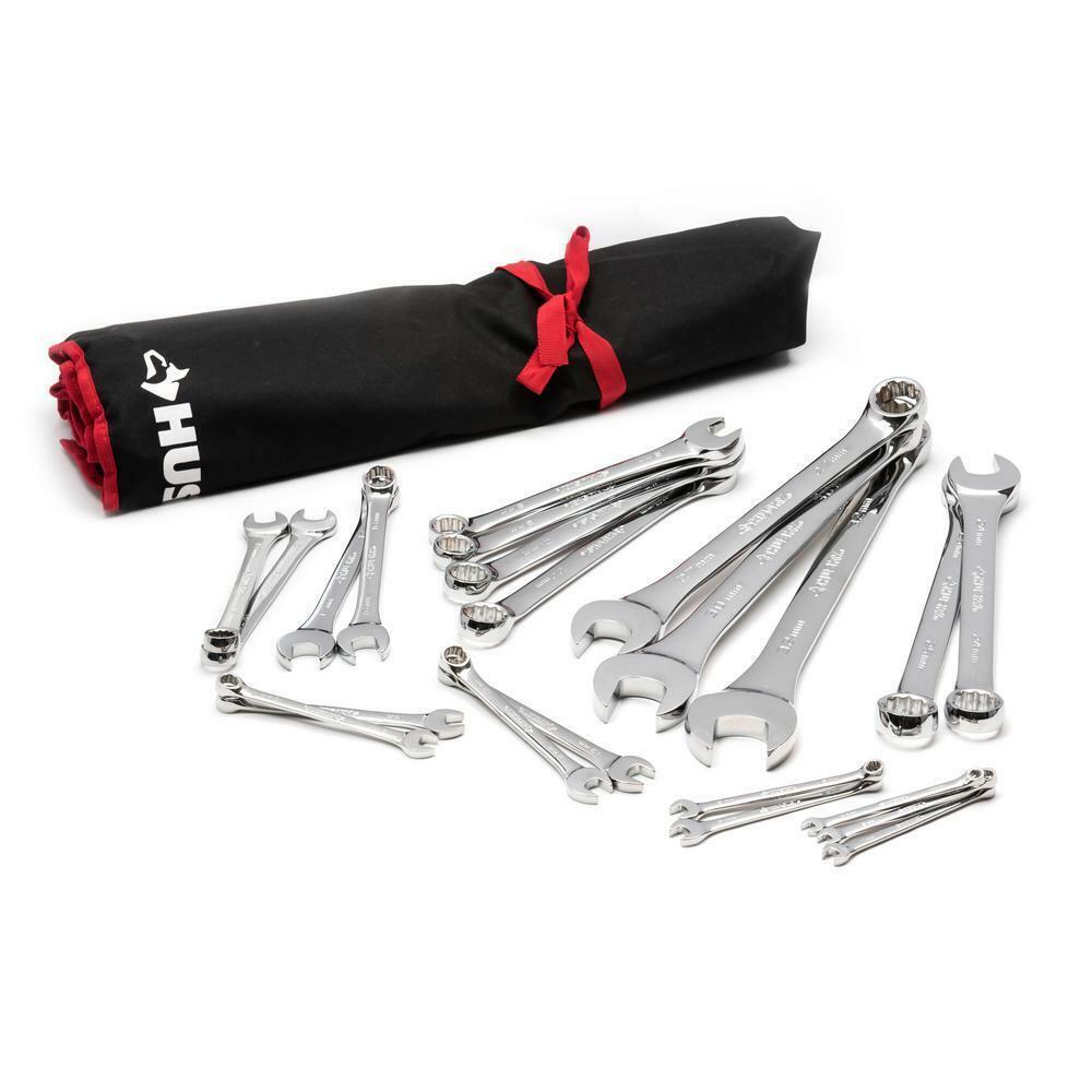 Husky Master Metric Combo Wrench Set Ratcheting Box Secure Grip Chromium 22 PCS - $218.99