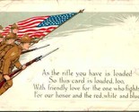 Vintage Cartolina Prima Guerra Mondiale Soldati W Bandiera &amp; Poesia - Le... - £11.99 GBP