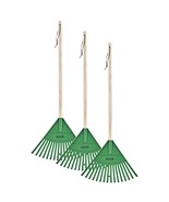 Pack Of 3 Kids Rake With Hardwood Handle, Durable Plastic Head To Sweep ... - £40.78 GBP