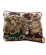 Christmas Holiday Tapestry Throw Pillow Merry Christmas Teddy Bears 12x9 - £15.60 GBP