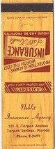 Matchbook Cover Noblit Insurance Agency Tarpon Springs Florida - $2.05