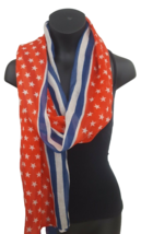 Stars Stripes Patriotic Rectangle Scarf Large 20&quot;x70&quot; Red White Blue 4th of July - £8.88 GBP