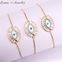 10PCS, CZ Eye Chain Bracelet For Women Adjusted Bracelet Turkish Jewelry - £42.93 GBP