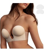 Sticky Bra Push Up,Invisible Adhesive Bras,Deep V Strapless No Show (Nud... - £12.93 GBP