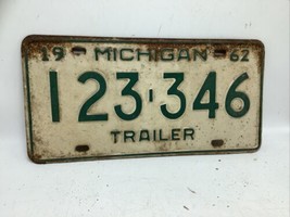 1962 Michigan License Plate Trailer # 123 346 - £7.34 GBP